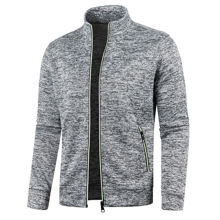 Herren Outdoorjacke | Fleece | Baumwolle | Reißverschluss | Einfarbig-Khaki-S-Luzern Mode