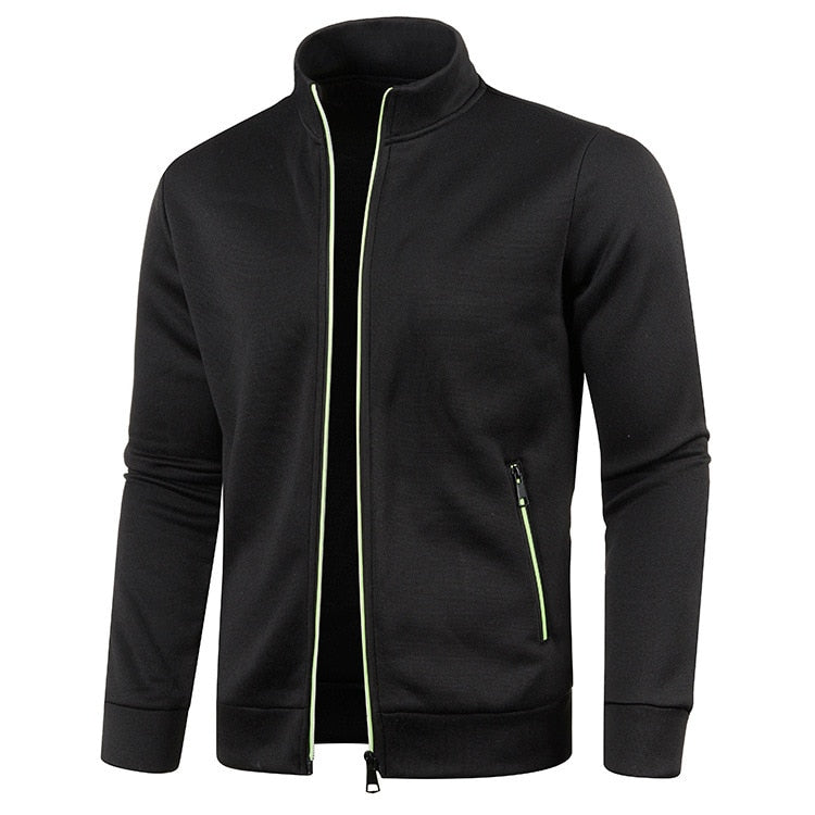 Herren Outdoorjacke | Fleece | Baumwolle | Reißverschluss | Einfarbig-Schwarz-S-Luzern Mode