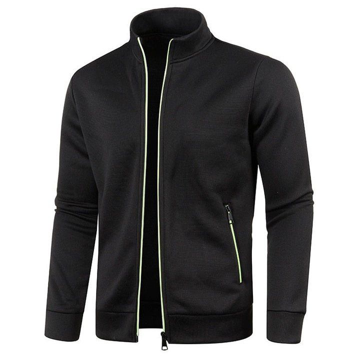 Herren Outdoorjacke | Fleece | Baumwolle | Reißverschluss | Einfarbig-Schwarz-S-Luzern Mode