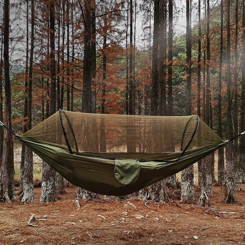 Hängematte | Camping – Moskitonetz – Langlebig – Stabil – Leicht – Kompakt-Olivgrün-Luzern Mode