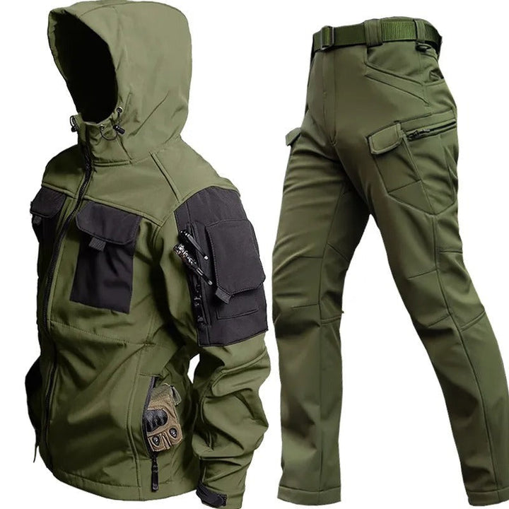 Herren Outdoor Jacke und Hose Set für Abenteuer Fans-Dunkelgrün-S-Luzern Mode