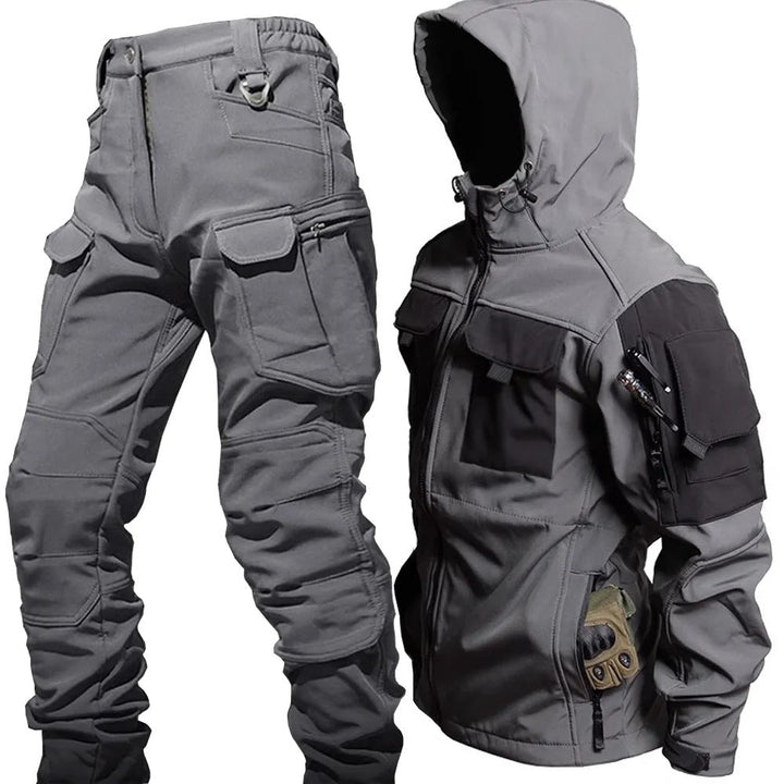 Herren Outdoor Jacke und Hose Set für Abenteuer Fans-Grau-S-Luzern Mode