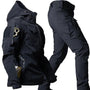 Herren Outdoor Jacke und Hose Set für Abenteuer Fans-Schwarz-S-Luzern Mode