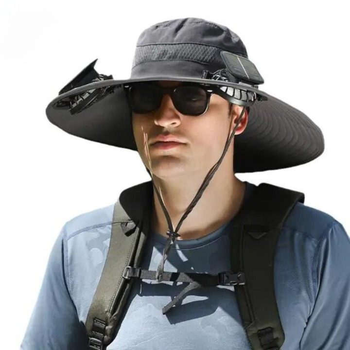 Sonnenhut mit Solarlüfter Herren | Outdoor Hut Sommer | Kühlung ohne Batterie-A-Luzern Mode