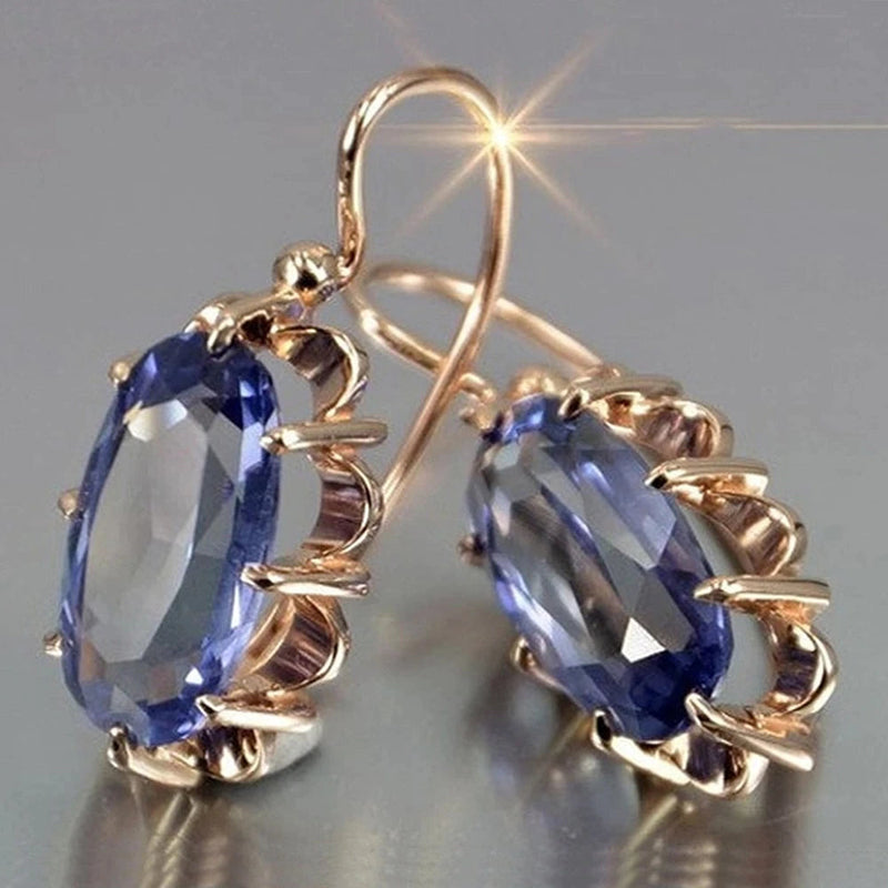 Ohrringe für Damen | Oval | Zirkonia | Gold | Elegant | Klassisch-Luzern Mode