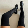 Damen Stiefel Knit Langschaft - Modische Herbstschuhe-Schwarz-36-Luzern Mode