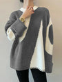 Damen Strickpullover mit abstraktem Muster, warm und stilvoll-Grau-XS-Luzern Mode