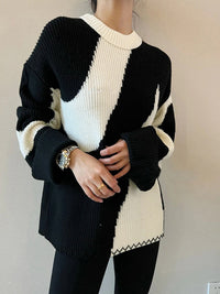 Damen Strickpullover mit abstraktem Muster, warm und stilvoll-Luzern Mode
