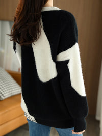 Damen Strickpullover mit abstraktem Muster, warm und stilvoll-Luzern Mode