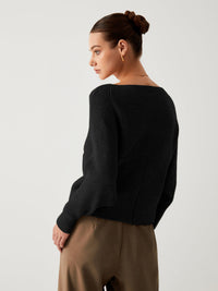 Damen Strickpullover mit V-Ausschnitt und Handtasche Set-Luzern Mode