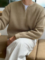 Oversized Herren Strickpullover mit Reißverschluss für Herbst/Winter-Beige-S-Luzern Mode