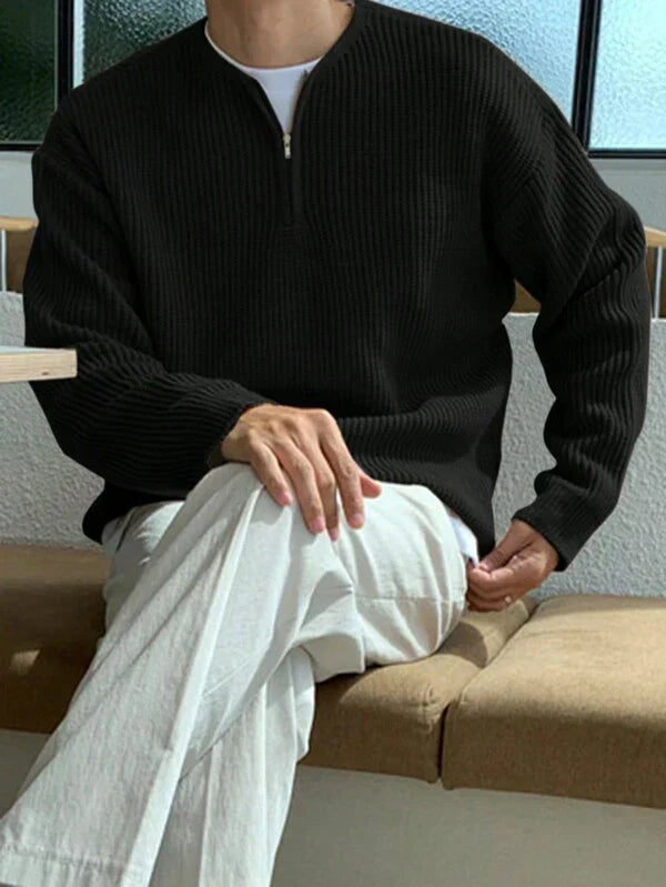 Oversized Herren Strickpullover mit Reißverschluss für Herbst/Winter-Luzern Mode