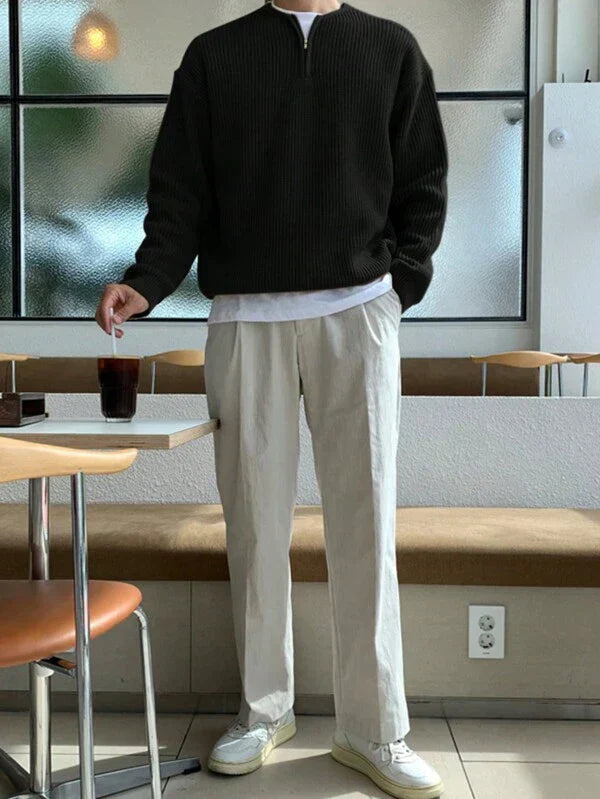 Oversized Herren Strickpullover mit Reißverschluss für Herbst/Winter-Luzern Mode