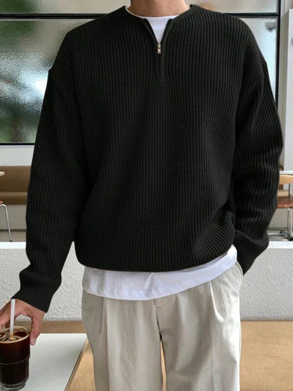 Oversized Herren Strickpullover mit Reißverschluss für Herbst/Winter-Luzern Mode