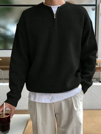 Oversized Herren Strickpullover mit Reißverschluss für Herbst/Winter-Luzern Mode