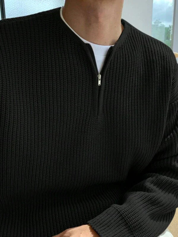 Oversized Herren Strickpullover mit Reißverschluss für Herbst/Winter-Luzern Mode