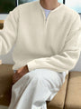 Oversized Herren Strickpullover mit Reißverschluss für Herbst/Winter-Weiß-S-Luzern Mode