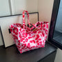 Oversized Leopardenmuster Schultertasche aus Canvas - Große Handtasche-Rosa-Luzern Mode