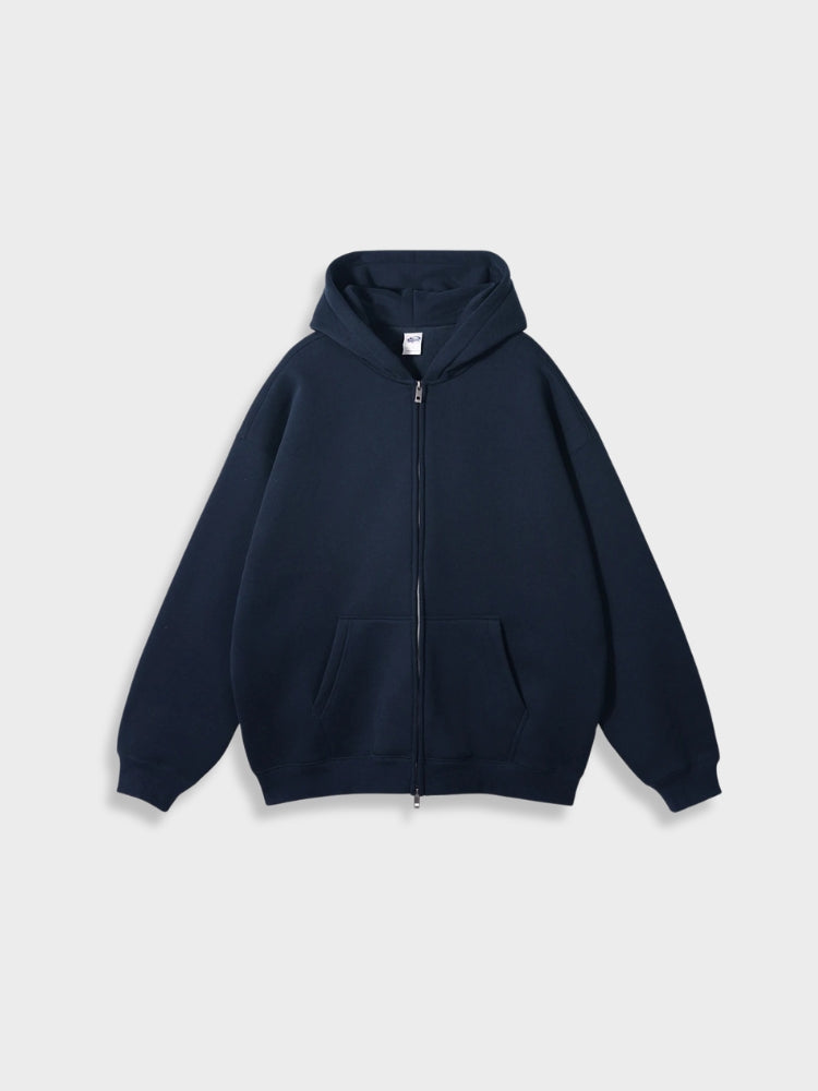 Oversized Unisex Kapuzenpullover aus Bio-Baumwolle für Herbst/Winter-Marineblau-S-Luzern Mode