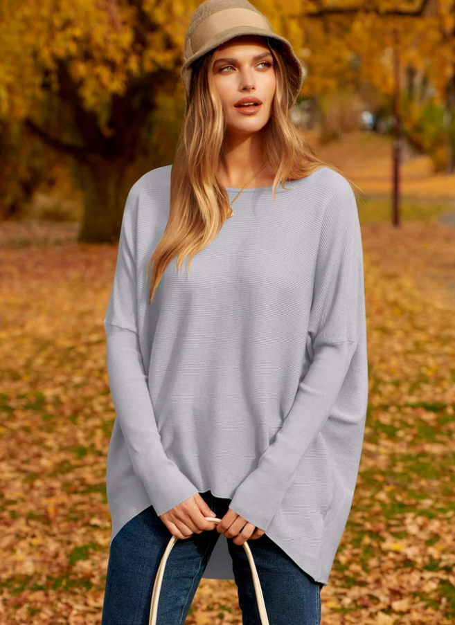 Oversized Damen Pullover für Herbstmode - Bequem & Stilvoll-S-Grau-Luzern Mode