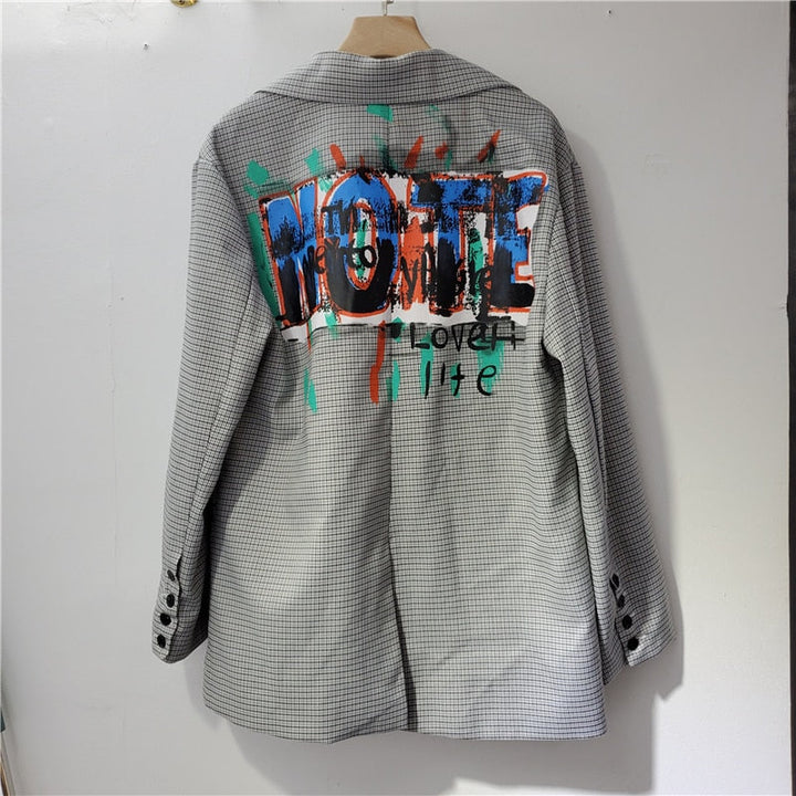 Oversized Graffiti Blazer Herren - Streetwear Sakko mit Print Design-Luzern Mode