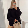 Oversized Damen Strickpullover mit Handtasche - Modetrend 2023-Schwarz-S-Luzern Mode