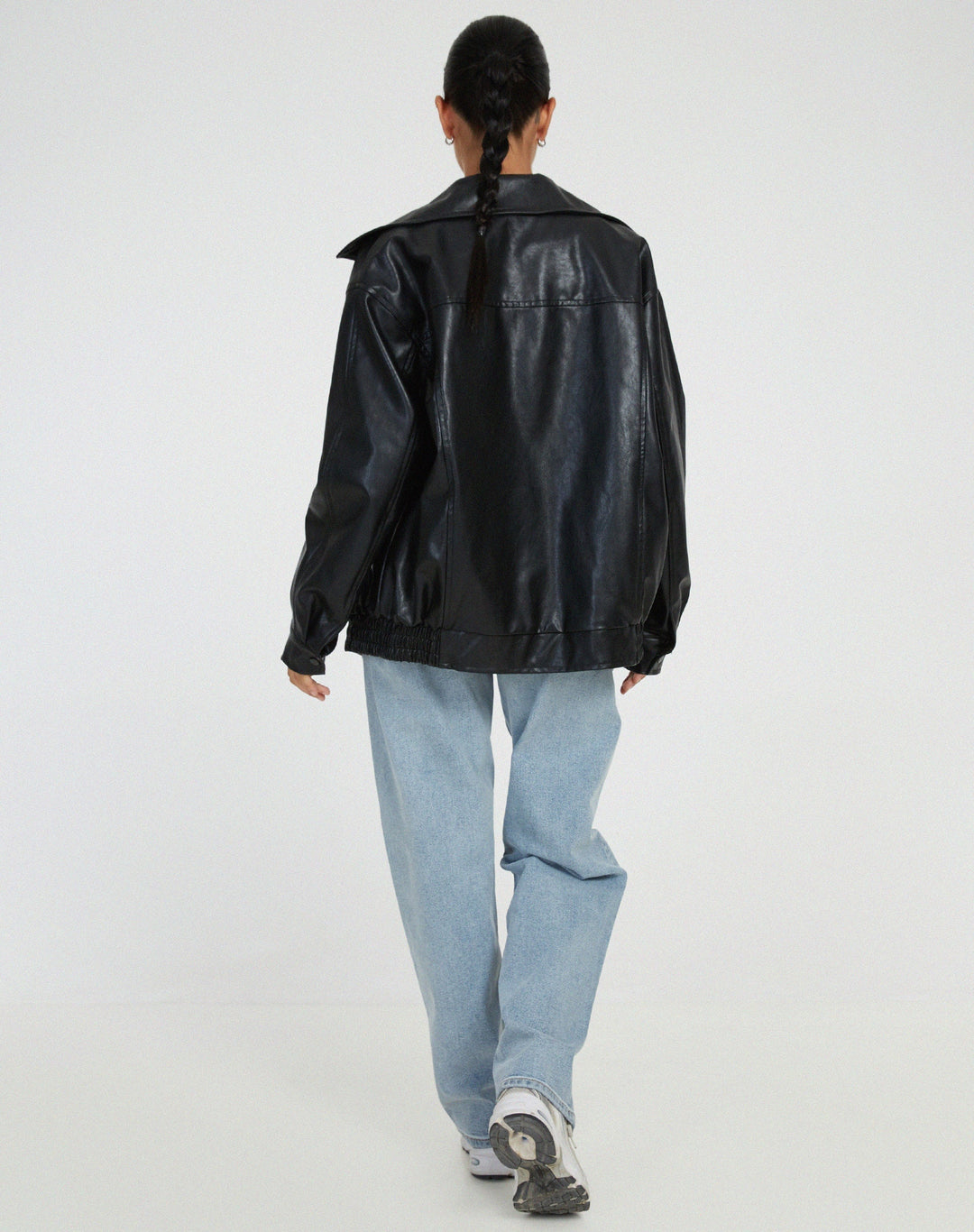 Leren Damenjacke | Oversized | Vegan | Einfarbig | Reißverschluss | Cool-Luzern Mode