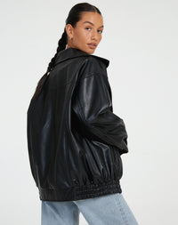 Leren Damenjacke | Oversized | Vegan | Einfarbig | Reißverschluss | Cool-Luzern Mode