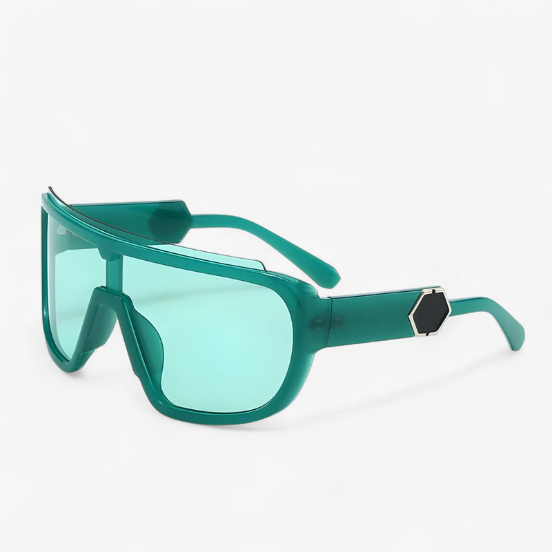 Sonnenbrille | Oversized | Monoblock | Wraparound | Unisex | UV-Schutz-Grün-Luzern Mode