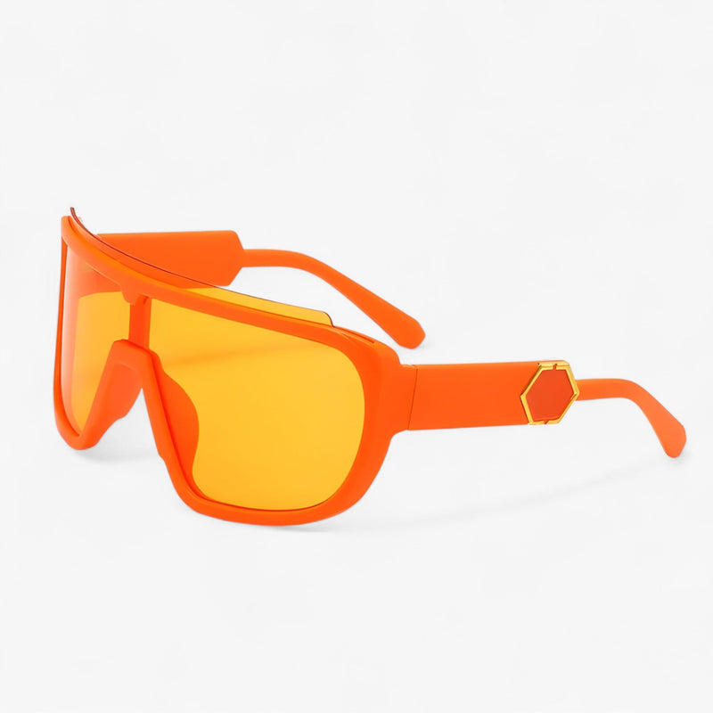 Sonnenbrille | Oversized | Monoblock | Wraparound | Unisex | UV-Schutz-Orange Gelb-Luzern Mode