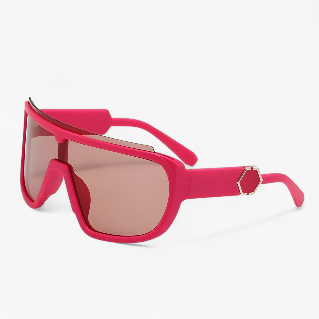 Sonnenbrille | Oversized | Monoblock | Wraparound | Unisex | UV-Schutz-Rosa Grau-Luzern Mode