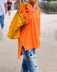 Damen Oversized Pullover V-Ausschnitt Herbstmode Casual Look-Luzern Mode