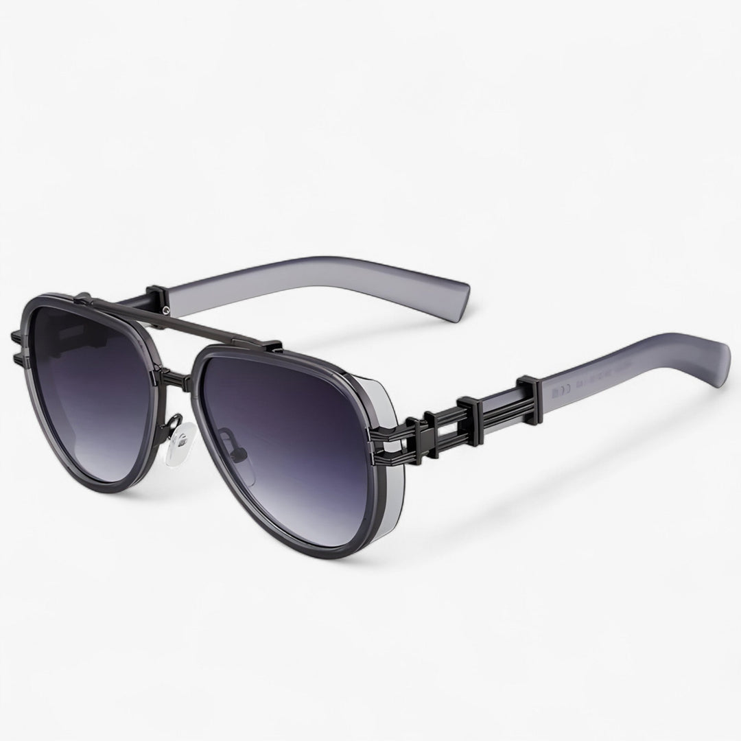 Steampunk Sonnenbrille | Polarisierten Gläsern | Oversized | Unisex-Grau Schwarz-Luzern Mode