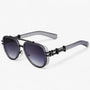 Steampunk Sonnenbrille | Polarisierten Gläsern | Oversized | Unisex-Grau Schwarz-Luzern Mode