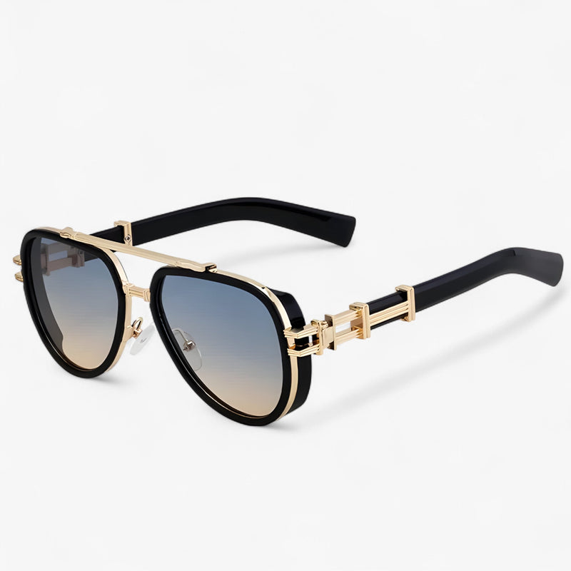 Steampunk Sonnenbrille | Polarisierten Gläsern | Oversized | Unisex-Schwarz Gold Gelb-Luzern Mode