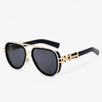 Steampunk Sonnenbrille | Polarisierten Gläsern | Oversized | Unisex-Schwarz Gold Grau-Luzern Mode