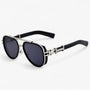 Steampunk Sonnenbrille | Polarisierten Gläsern | Oversized | Unisex-Schwarz Silber Grau-Luzern Mode