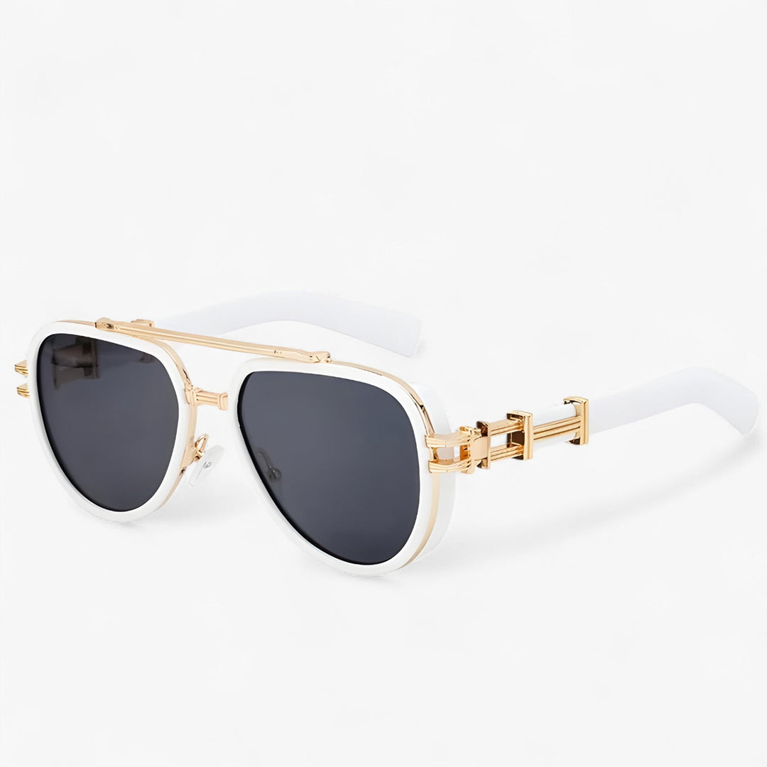 Steampunk Sonnenbrille | Polarisierten Gläsern | Oversized | Unisex-Weiß Grau-Luzern Mode