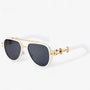 Steampunk Sonnenbrille | Polarisierten Gläsern | Oversized | Unisex-Weiß Grau-Luzern Mode