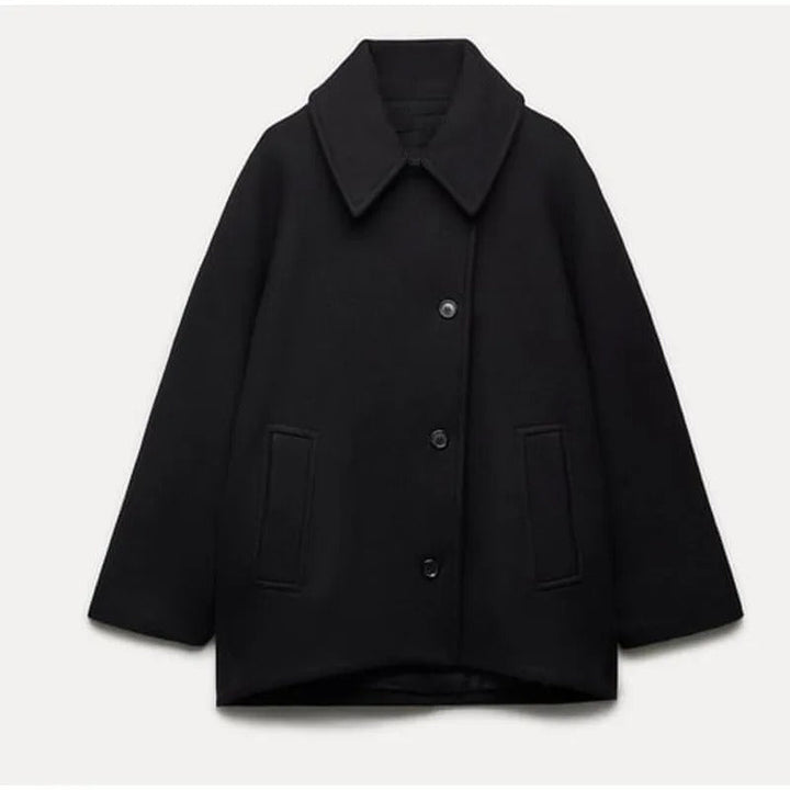 Damen Oversized Mantel Herbstmode - Eleganter Übergangsmantel-Schwarz-XS-Luzern Mode