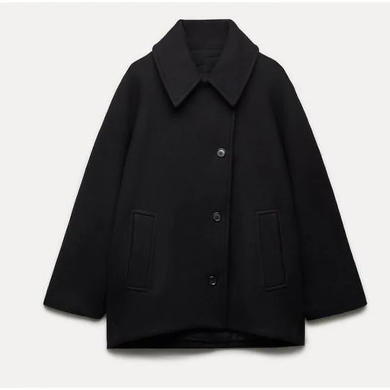 Damen Oversized Mantel Herbstmode - Eleganter Übergangsmantel-Schwarz-XS-Luzern Mode