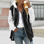 Damen Teddy Weste Oversized mit Kapuze für Herbst/Winter-Dunkelgrau-S-Luzern Mode