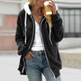 Damen Teddy Weste Oversized mit Kapuze für Herbst/Winter-Schwarz-S-Luzern Mode