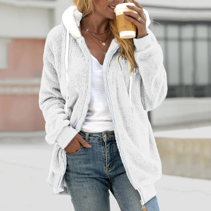 Damen Teddy Weste Oversized mit Kapuze für Herbst/Winter-Weiß-S-Luzern Mode