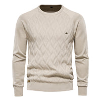 Herren Strickpullover mit Rautenmuster – Stilvoll & Bequem-Beige-S-Luzern Mode