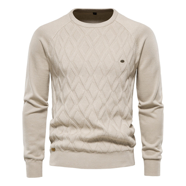 Herren Strickpullover mit Rautenmuster – Stilvoll & Bequem-Beige-S-Luzern Mode