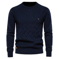 Herren Strickpullover mit Rautenmuster – Stilvoll & Bequem-Blau-S-Luzern Mode