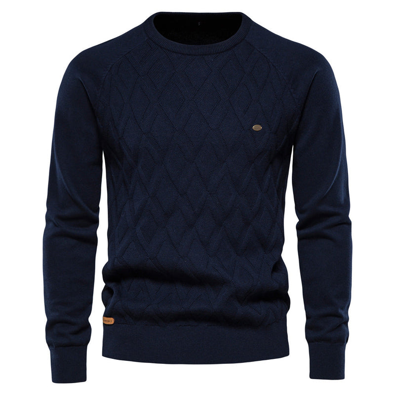 Herren Strickpullover mit Rautenmuster – Stilvoll & Bequem-Blau-S-Luzern Mode