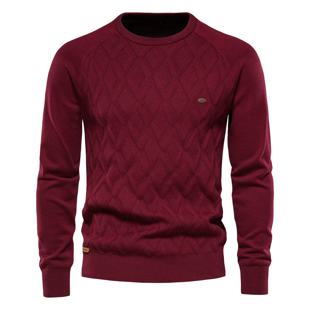 Herren Strickpullover mit Rautenmuster – Stilvoll & Bequem-Rot-S-Luzern Mode