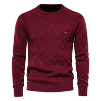Herren Strickpullover mit Rautenmuster – Stilvoll & Bequem-Rot-S-Luzern Mode